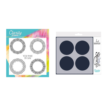 Art Deco Round Frames & Large Framework Circles Stamp & Stencil Duo