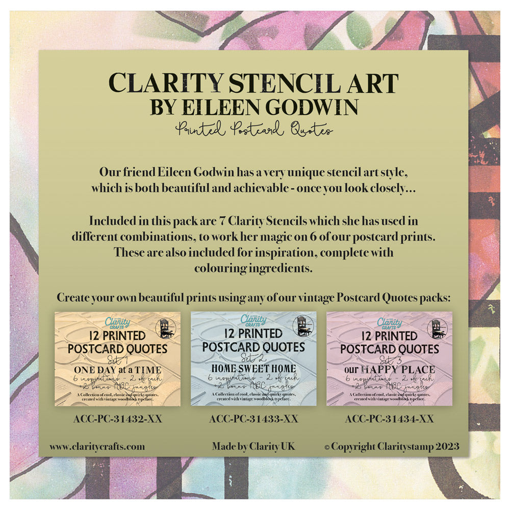 Eileen's Clarity Stencil Art - Printed Postcard Quotes & Stencil Collection