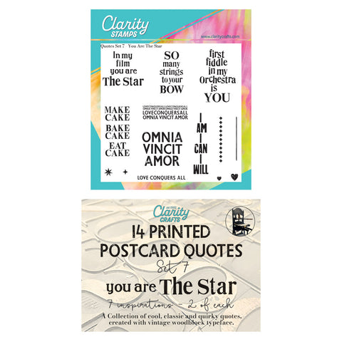 You Are the Star - Slow Down with Clarity Quotes Set 7 A5 Square Stamp & Postcards Duo