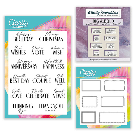 Statement Sentiments, Frames Stamps & Embedder Stencil Collection