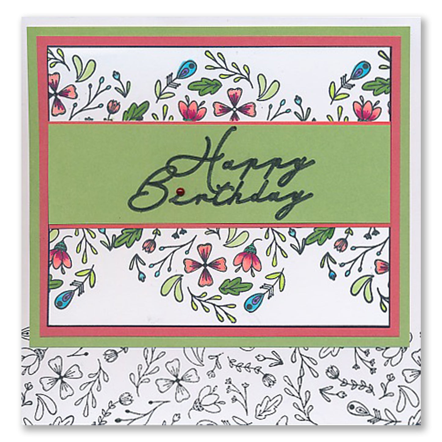 KISS by Clarity - Jazz's Happy Birthday Colour Me Pattern A6 Stamp Set