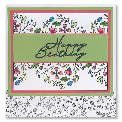 KISS by Clarity - Jazz's Happy Birthday Colour Me Pattern A6 Stamp Set