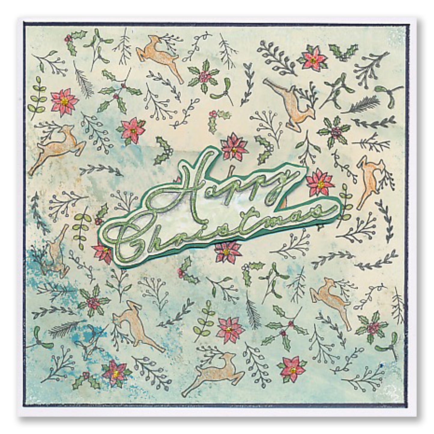 KISS by Clarity - Jazz's Happy Christmas Colour Me Pattern A6 Stamp Set
