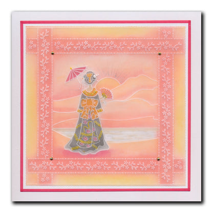 Linda's Geisha in Silk Layering Frame A4 Square Groovi Plate