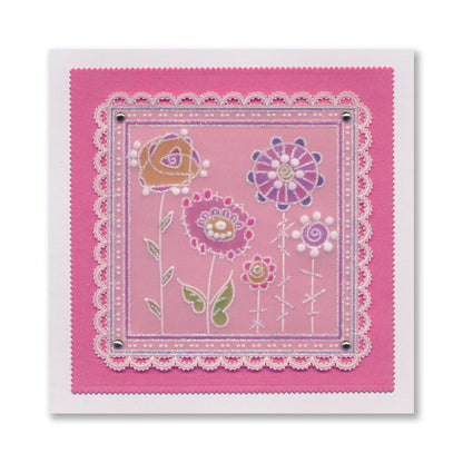 Tina's Floral Samplers A4 Groovi Plate Duo with 8x8 Rainbow River Designer Parchment