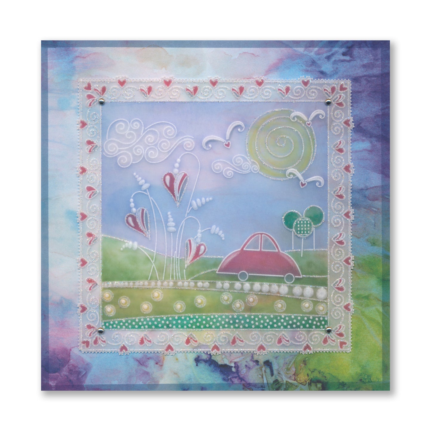 Doodle Landscape - Flowers in Spring A5 Square Groovi Plate
