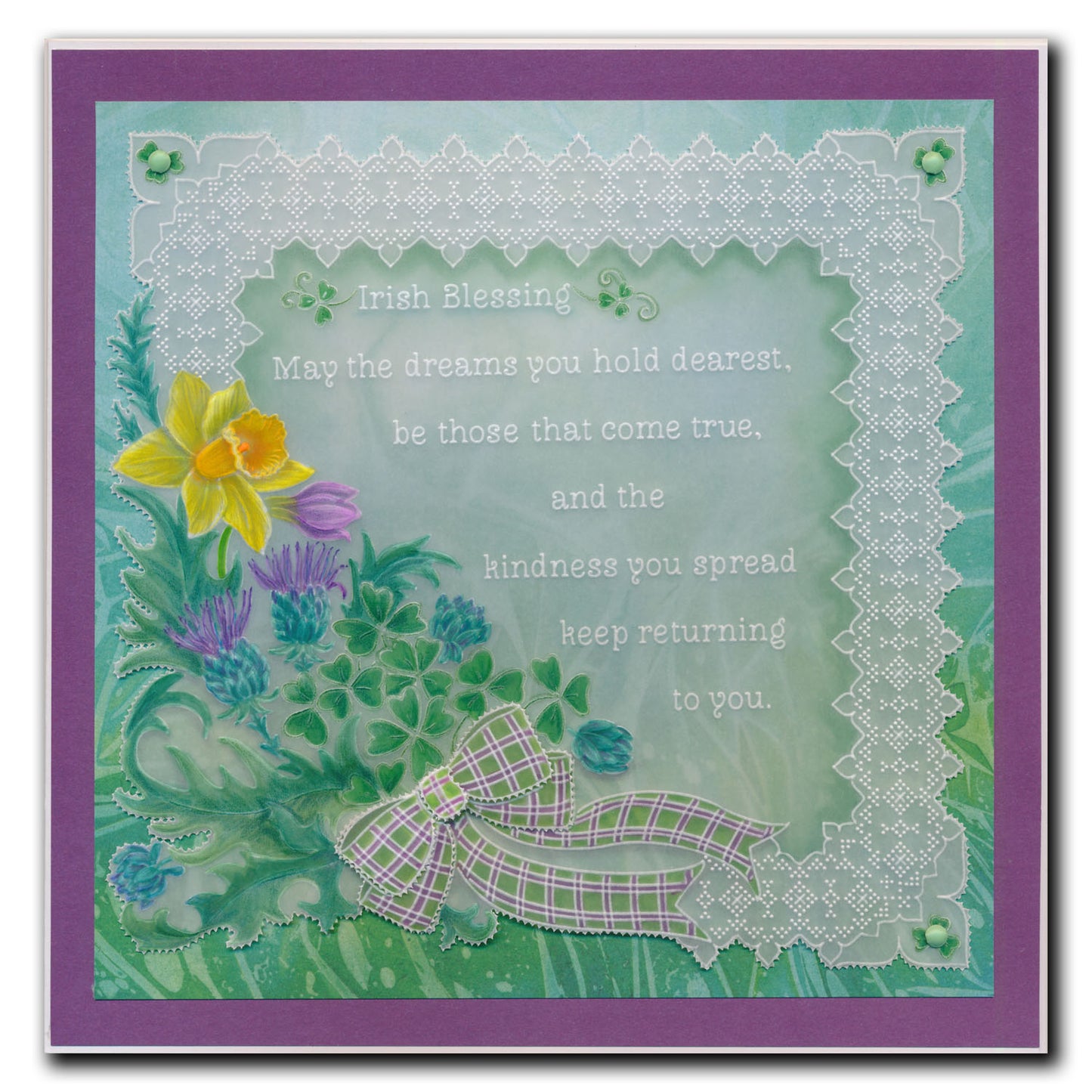 Linda's Dotty Cross-Stitch Celtic Heart Layering Frame A4 Square Groovi Plate