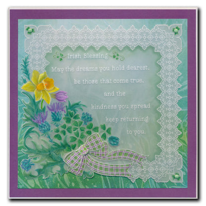 Linda's Dotty Cross-Stitch Celtic Heart Layering Frame A4 Square Groovi Plate