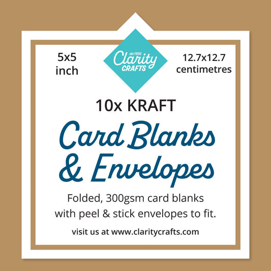 5" x 5" Kraft Card Blanks & Envelopes x10