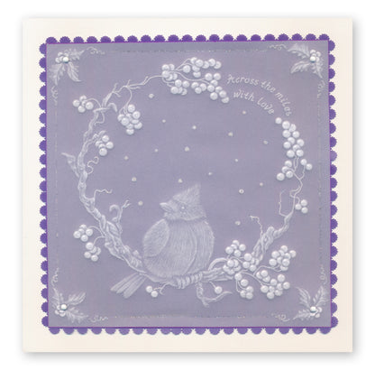 Linda's Robins & Red Cardinal Wreath Duet A5 Square Groovi Plate Set