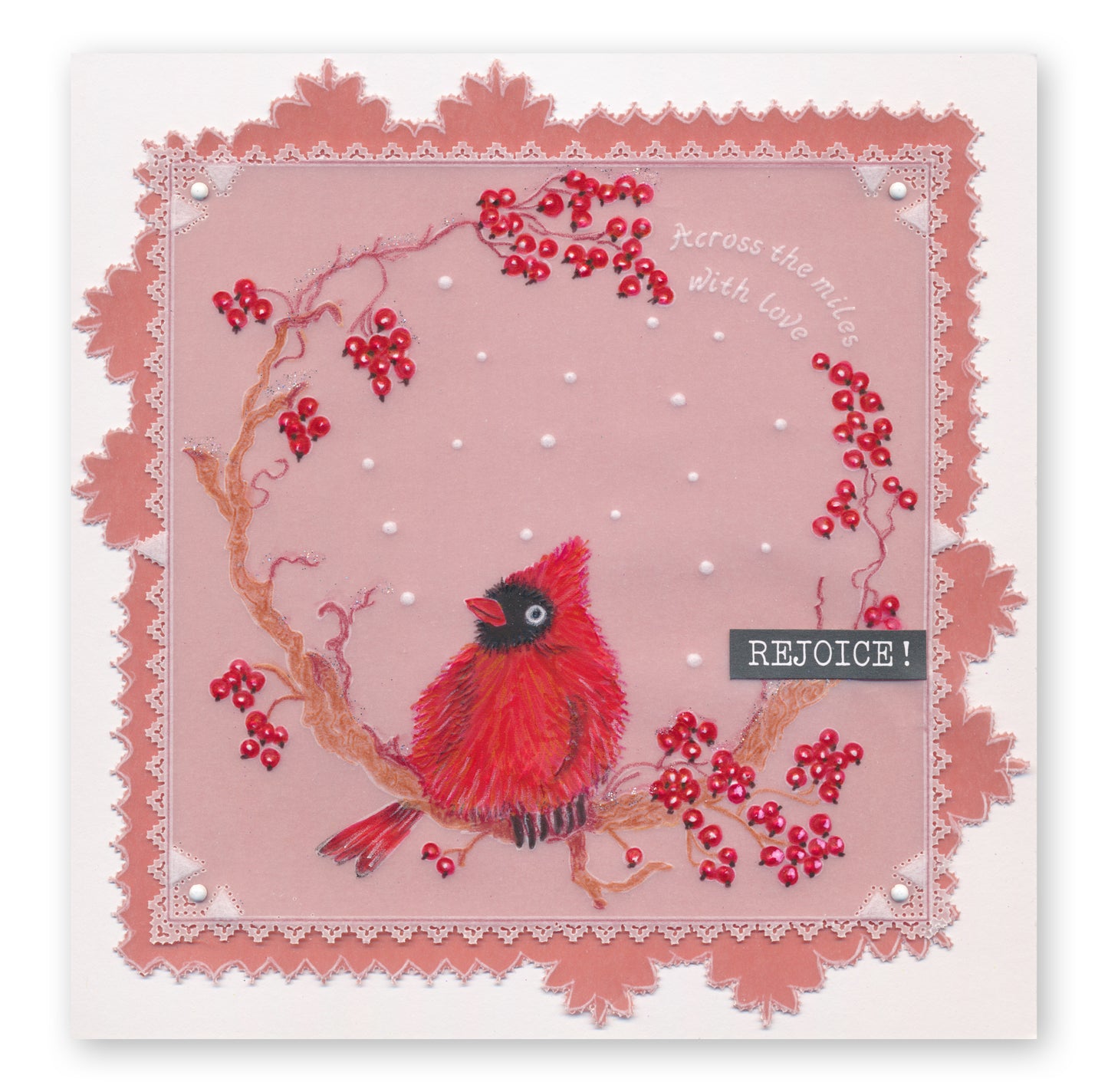 Linda's Robins & Red Cardinal Wreath Duet A5 Square Groovi Plate Set