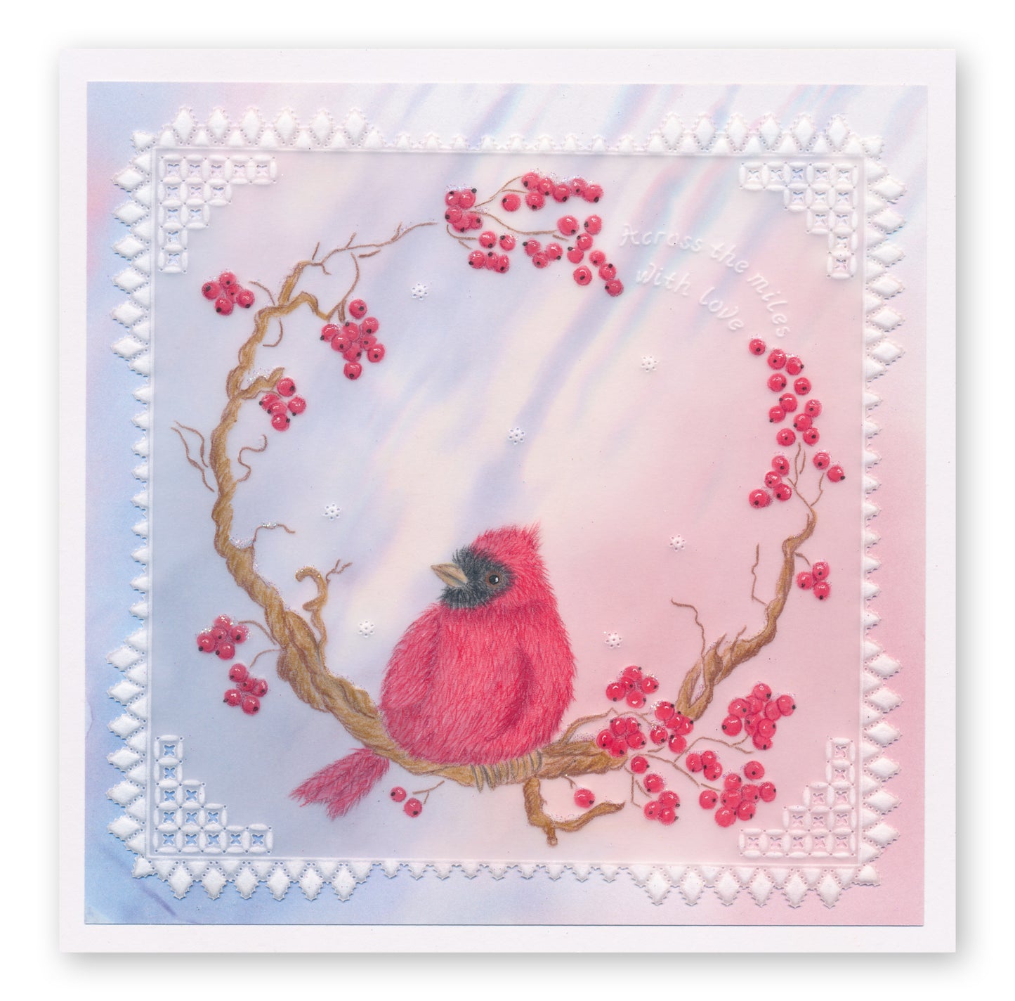 Linda's Robins & Red Cardinal Wreath Duet A5 Square Groovi Plate Set