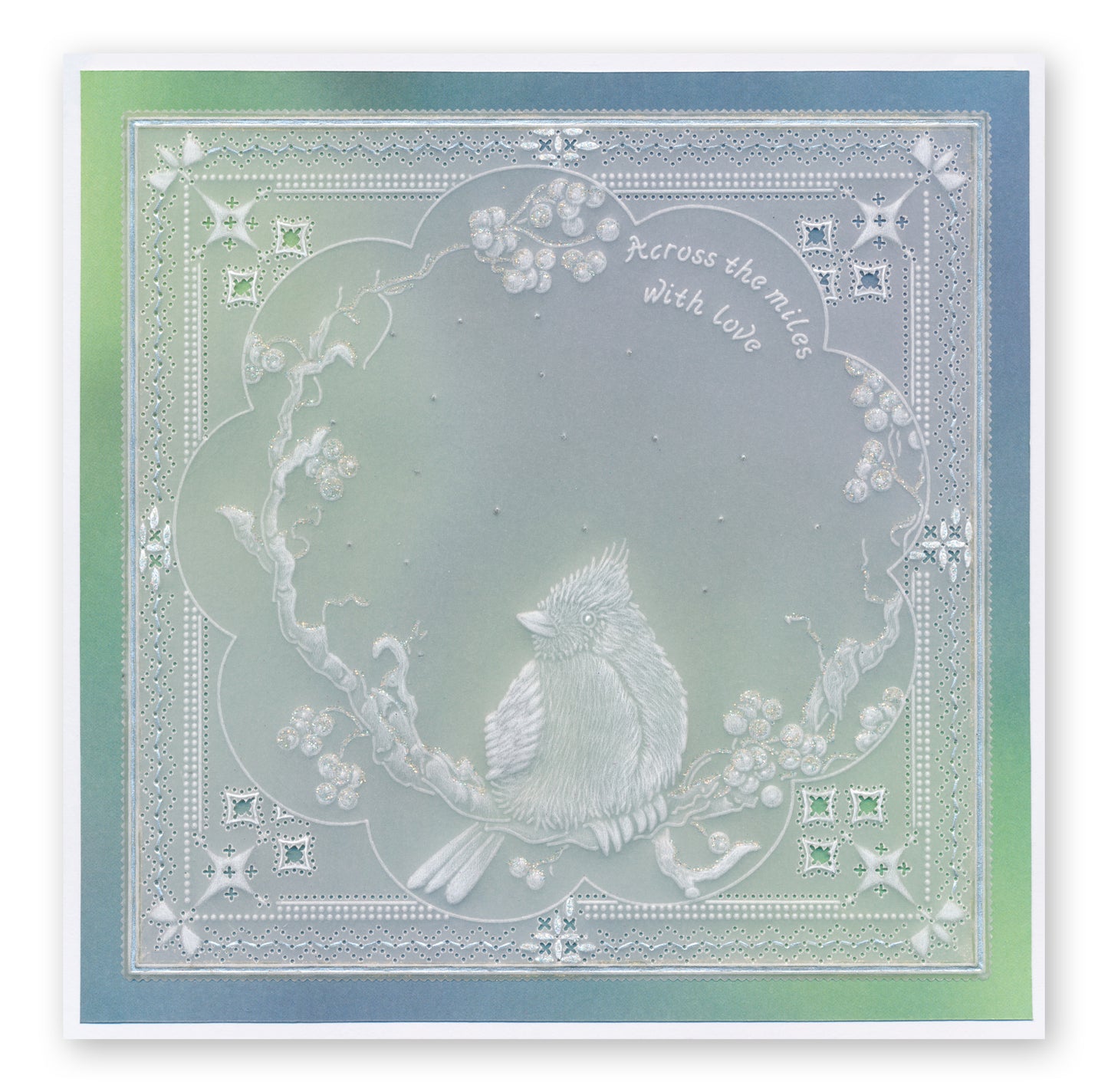 Linda's Robins & Red Cardinal Wreath Duet A5 Square Groovi Plate Set