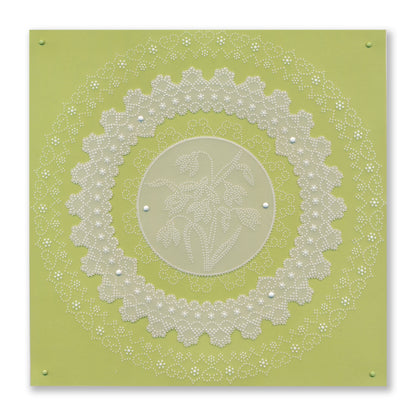 Linda's Dotty Cross-Stitch Snowdrops Layering Frame A4 Square Groovi Plate