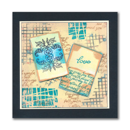 Grungy Grid & Script A5 Stamp Set