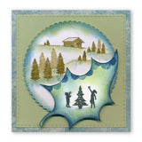 Holly Leaf Outline & Winter Cabin Miniatures A6 Stamp & Mask Duo