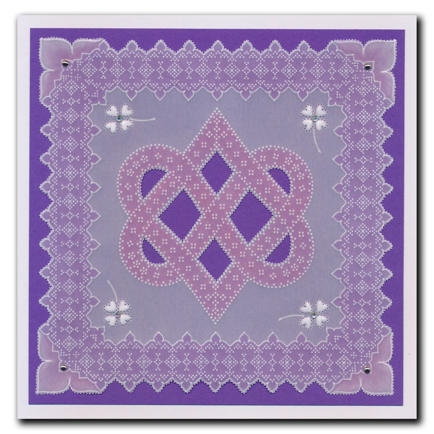 Linda's Dotty Cross-Stitch Celtic Heart Layering Frame A4 Square Groovi Plate