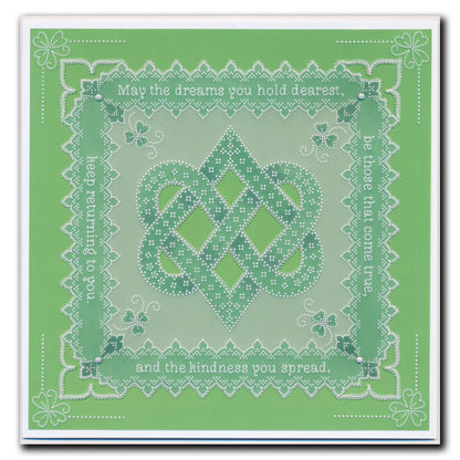 Linda's Dotty Cross-Stitch Celtic Heart Layering Frame A4 Square Groovi Plate