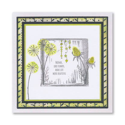 Linocut Floral- Teasels A5 Stamp Set