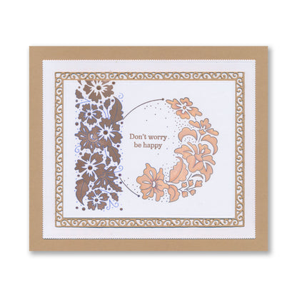 Barbara's Happiness - Floral Panel - Two Way Overlay A5 Square Stamp Set