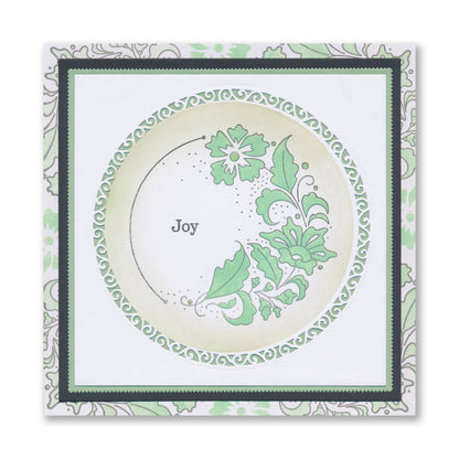 Barbara's Joy - Floral Crescent - Two Way Overlay A6 Stamp Set