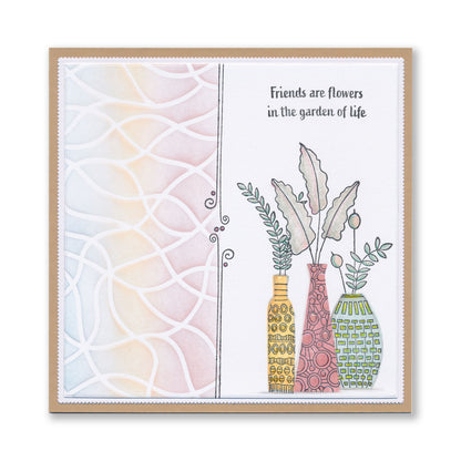 Barbara's SHAC Vases & Foliage A5 Square Stamp & Mask Set
