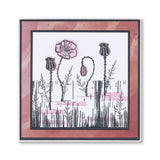 Barbara's Linocut - Poppies & Distressed Backdrop A5 Stamp Duo