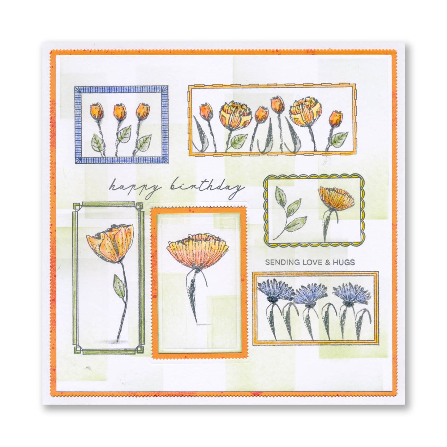 Dotted Blooms & Sentiment Stalks - Set 1 - Happy Birthday A5 Stamp & Mask Set