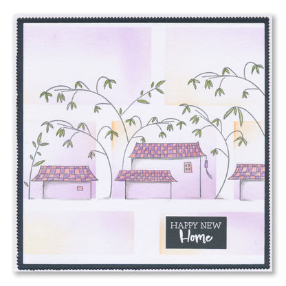 Mini Japanese Scene Builder - Houses A6 Stamp Set