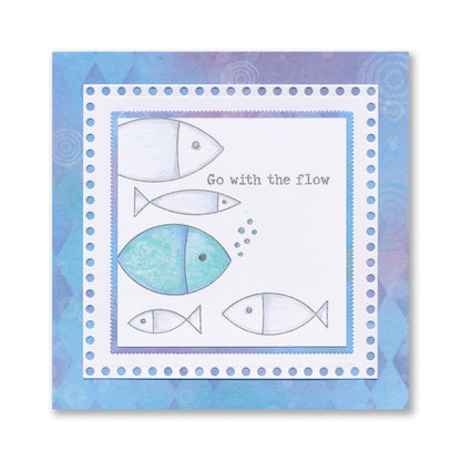 Underwater card making idea with Barbara's SHAC Fish stamps