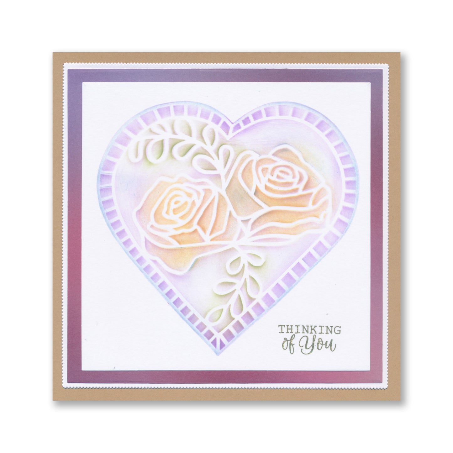 Barbara's Rose & Petunia Floral Hearts 7" x 7" Stencil Duo