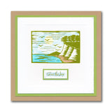 Barbara's Bijou Linocut - Seascape - Two Way Overlay A6 Stamp Set