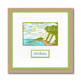 Small Linocut - Seascape - Two Way Overlay A6 Stamp Set