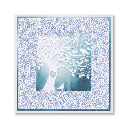 Barbara's Joy - Floral Panel - Two Way Overlay A5 Square Stamp Set