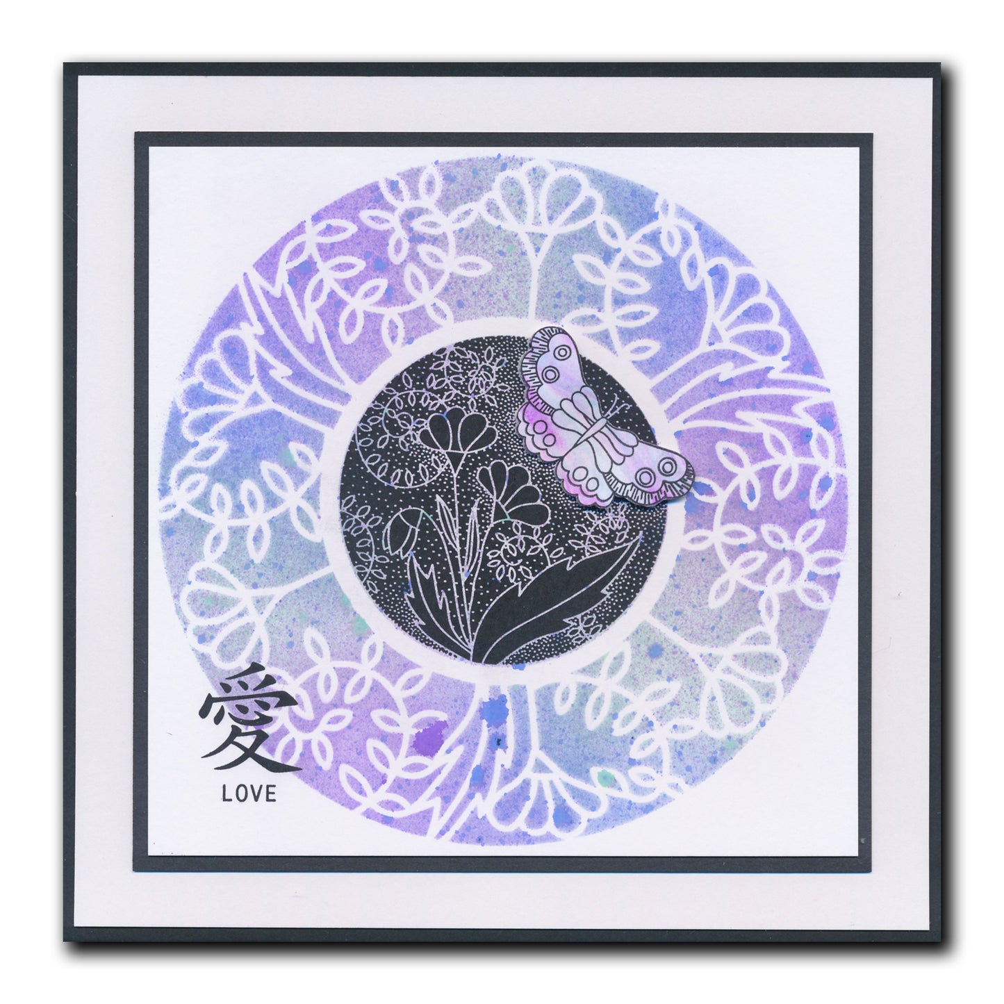 Barbara's SHAC Love - Japanese 2 Way Overlay Flowers & Butterflies Stamp, Mask & Stencil Duo