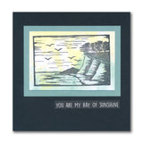 Barbara's Bijou Linocut - Seascape - Two Way Overlay A6 Stamp Set