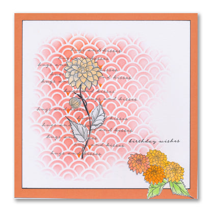 Barbara's SHAC Dahlia Floral Panels A5 Square Stamp & Mask Set