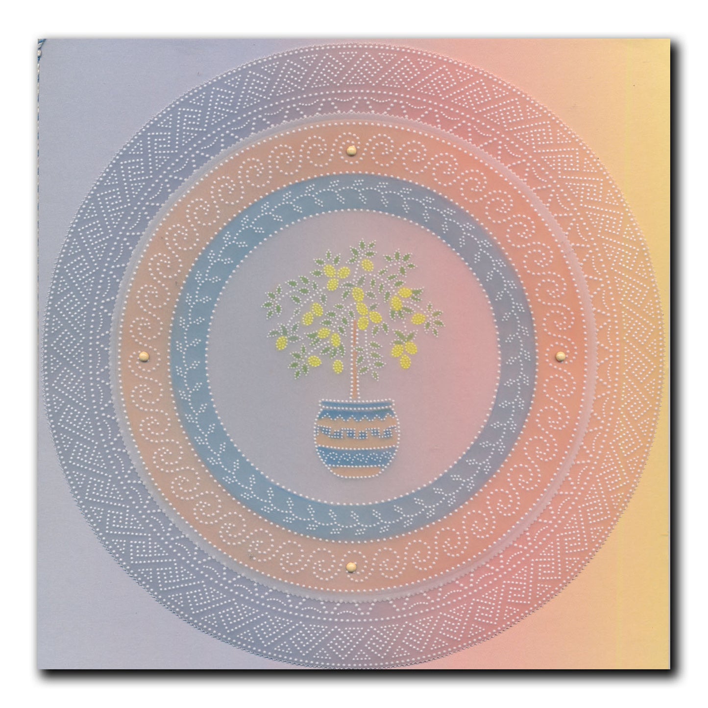 Linda's Dotty Cross-Stitch Lemon Tree Layering Frame A4 Square Groovi Plate