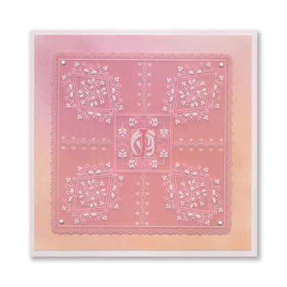 Tina's Diamond Flowers Parchlet A6 Square Groovi Plate