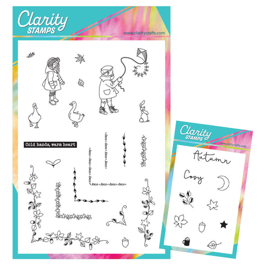 Linda's Bijou Children Through the Seasons - Autumn A5 & A7 Stamp Duo