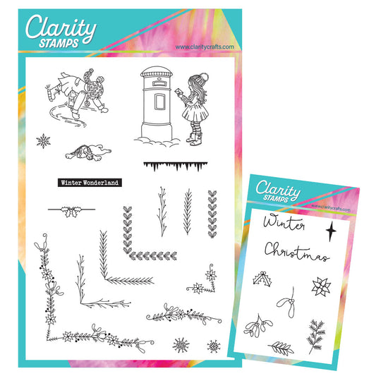 Linda's Bijou Children Through the Seasons - Winter A5 & A7 Stamp Duo