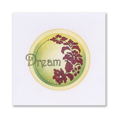 Barbara's Happiness - Floral Crescent - Two Way Overlay A6 Stamp Set