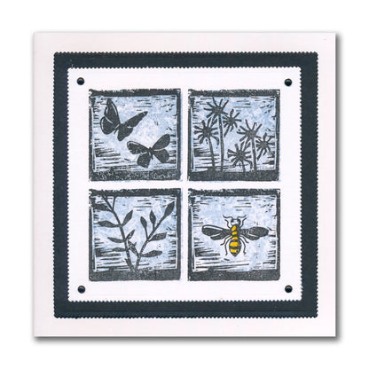 Linocut Mini Sampler A4 Stamp Set