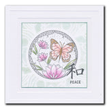 Barbara's SHAC Peace - Japanese 2 Way Overlay Flowers & Butterflies A5 Square Stamp & Mask Set