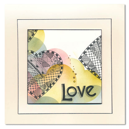 Barbara's SHAC Bijou Love Heart Doodle A6 Stamp & Mask Set