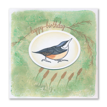 Nuthatches A6 Square Stamp & Mask Set