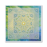 Tina's Star Flower & Hearts Embroidery Parchlet A6 Square Groovi Plate