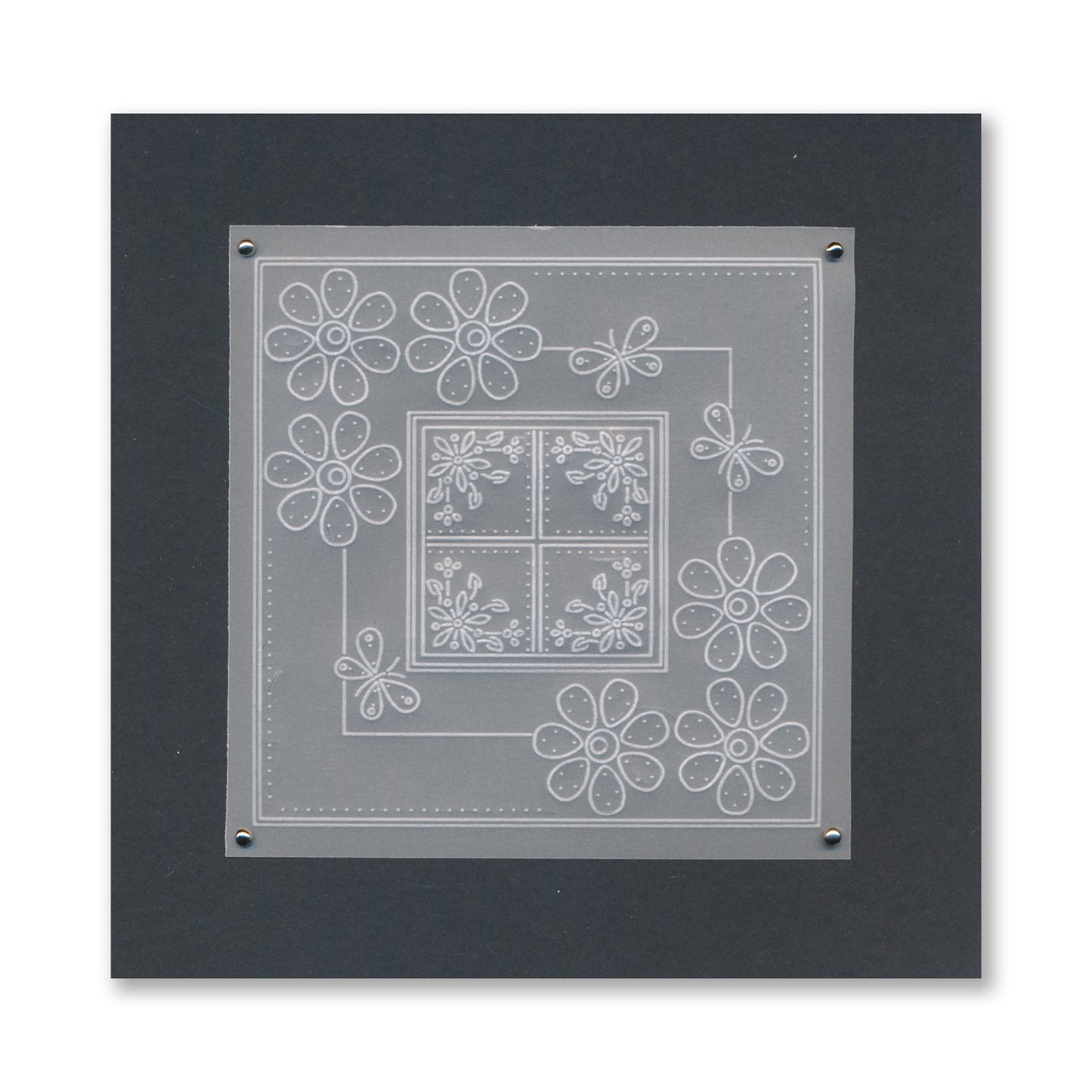 Tina's Butterflies & Daisies Embroidery Parchlet A6 Square Groovi Plate