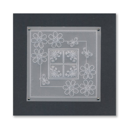 Tina's Butterflies & Daisies Embroidery Parchlet A6 Square Groovi Plate