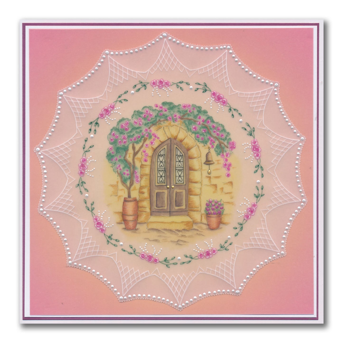Linda's Tuscan Roses & Portico Layering Frame A4 Square Groovi Plate